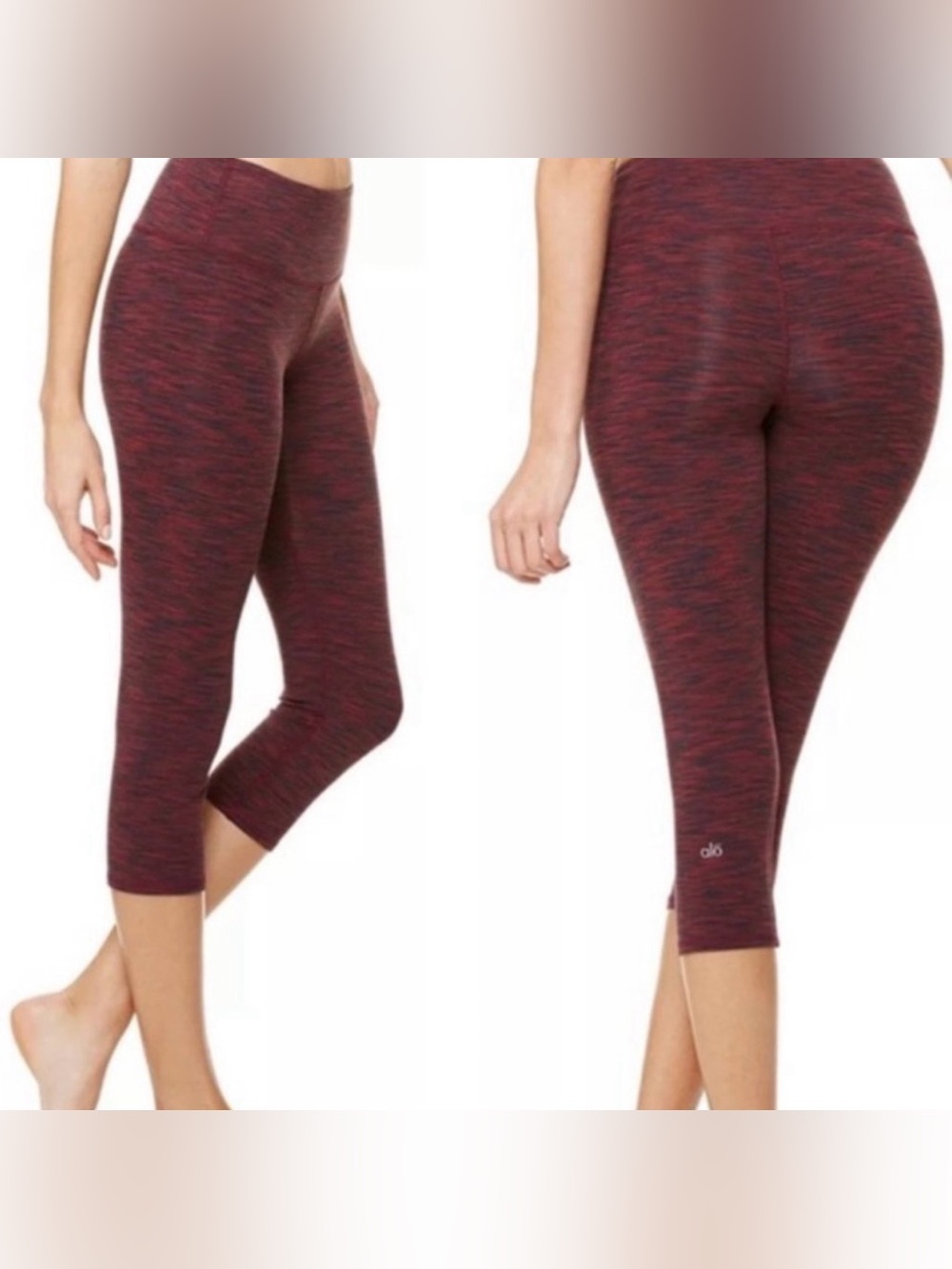 Alo Yoga Airbrush Crop Leggings Garnet Space Dye High Rise Yoga Pants S